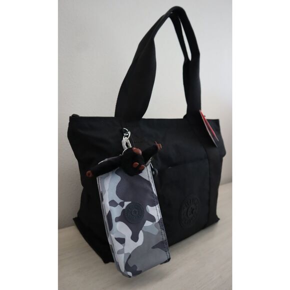 Kipling KIB9Z7-5EV Women's O/S Black/Camo Gray Era M Set Tote Bag w/Pouch - Picture 4 of 16